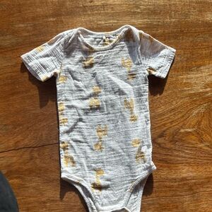 aden + anais White and Yellow Print Baby Onesie Cotton Bodysuit Gender Neutral